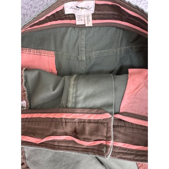 Anthropologie Meadow Rue Patchwork A-Line Skirt Sz 4 Cotton Blend Green/Brown - Picture 9 of 16